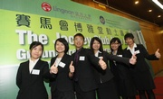 Lingnan University students who are also Hong Kong Jockey Club Scholarship recipients: (from left) Wu Yiqin, Aqua Kang, Gary Hui, Suthida Chan, Yau Yuen Ling and Nancy Chan.