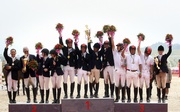 Winning teams of the Team Eventing competition (from left) Hong Kong (silver medal) Guangdong (gold medal) and China (bronze medal).