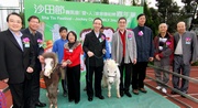 Pictured with ponies in the Fun Fest are the Club!|s Executive Director, Charities, Douglas So (4th from right); Under Secretary for Food and Health Professor Gabriel Leung (5th from right); Sha Tin District Chairman Wai Kwok Hung (2nd from left); Sha Tin District Officer Do Pang Wai Yee (4th from left); FAMILY Project Principal Investigator Professor T H Lam (2nd from right); Deputy Convenor of the Family Council's Sub-committee on Family Support, Professor Daniel Shek (3rd from right); Sha Tin Festival Organising Committee Chairman Frankie Wu (1st from left); and Vice Chairman Lam Hong Wah (1st from right).

