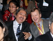 The Hong Kong Jockey Club's Chief Executive Officer Winfried Engelbrecht-Bresges (right) pictured with Financial Secretary John Tsang (left) at the opening ceremony. Mr Engelbrecht-Bresges says by supporting the MaD Youth Forum, the Club hopes to inspire and empower young people in innovation, entrepreneurship, discovery and creativity.