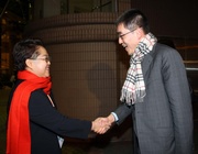 The Hong Kong Jockey Club's Executive Director, Charities, Douglas So (right) and Chief Executive of the Hong Kong Institute of Contemporary Culture, Ada Wong (left).