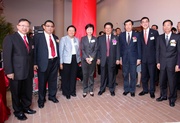 Club Steward Dr Rita Fan Hsu Lai Tai (3rd from left), the Club!|s Executive Director, Charities, Douglas So (2nd from right), Deputy Director of the Central Government's Liaison Office Zhou Junming (4th from right), Secretary for Development Carrie Lam (4th from left), Chen Zhuo from the Central Government's Liaison Office (1st from right), The Yuen Yuen Institute Vice Chairman Chan Kwok-chiu (3rd from right) and the Kuk!|s Executive Councillors.

