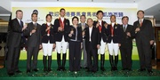 (From right to left) Steward Philip N L Chen, Deputy Chairman T Brian Stevenson, Equestrian Team member Samantha Lam, Kenneth Cheng, Club Chairman John C C Chan, Steward Anthony W K Chow, Under Secretary for Home Affairs Florence Hui, Equestrian Team member Patrick Lam, Junior Equestrian Team member Jacqueline Lai, Steward Michael T H Lee and Chief Executive Officer Winfried Engelbrecht-Bresges, toast for the excellent results achieved by the Team at the 11th National Games. 