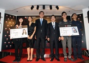 The Hong Kong Jockey Club's Executive Director, Charities, Douglas So (3rd from left), Hong Kong International Film Festival Society Chairman Wilfred Wong (3rd from right), Executive Director Shaw Soo Wei (2nd from left), Artistic Director Li Cheuk To (1st from right), Jockey Club Cine Academy Ambassador and Hong Kong Film Awards Best Actor Cheung Ka-fai (2nd from right) and young director Heiward Mak (1st from left) at today's press conference to announce the Jockey Club Cine Academy. 

