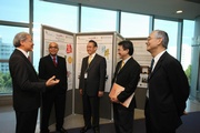 The Hong Kong Jockey Club Steward Anthony W K Chow (centre); The University of Hong Kong Dean of Medicine Prof Lee Sum Ping (1st from left); Dr Vish Viswanath from Harvard School of Public Health (2nd from left); The University of Hong Kong Deputy Vice-Chancellor and Provost Professor Roland T Chin (2nd from right); and FAMILY Project Principal Investigator, Prof T H Lam (1st from right). 