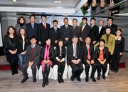 The Club!|s Head of Procurement and Administration Michael Lau (fifth from left, back row) poses for a group photo with other guests in the Hong Kong Green Awards 2010 press conference.