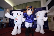 (From left) Hong Kong 2009 East Asian Games Mascot Ami, HKJC Mascot and Hong Kong 2009 East Asian Games Mascot Dony. 