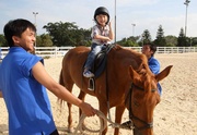 Children having fun on pony rides. 