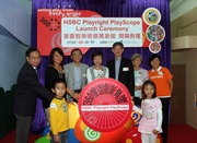 (From right) Playright Executive Director Kathy Wong, Playright Honorary President Anne Marden, The Hong Kong Jockey Club's Executive Director, Charities, William Y Yiu, Secretary for Development Carrie Lam, HSBC Chairman Vincent Cheng, HSBC Head of Corporate Sustainability Asia Pacific Region Teresa Au and Playright Chairman C B Chow at the opening ceremony of PlayScope. 