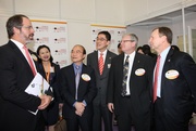 Club Chief Executive Officer Winfried Engelbrecht-Bresges (1st from right); Executive Director, Charities, Legal & Corporate Secretariat, Douglas So (3rd from right); Permanent Secretary for Commerce & Economic Development (Communications and Technology) Duncan Pescod (2nd from right); and Director of Broadcasting Franklin Wong (3rd from left) listen the introduction by NGCI's President for Asia Pacific & the Middle East Ward Platt (1st from left). 